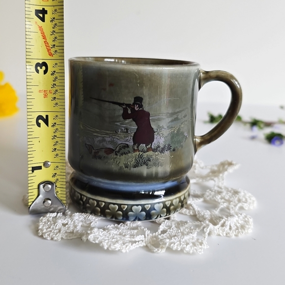 1960s Vintage Wade Pottery Irish Porcelain Hunting Scene Dog Mug Shamrock Trim - Picture 11 of 14